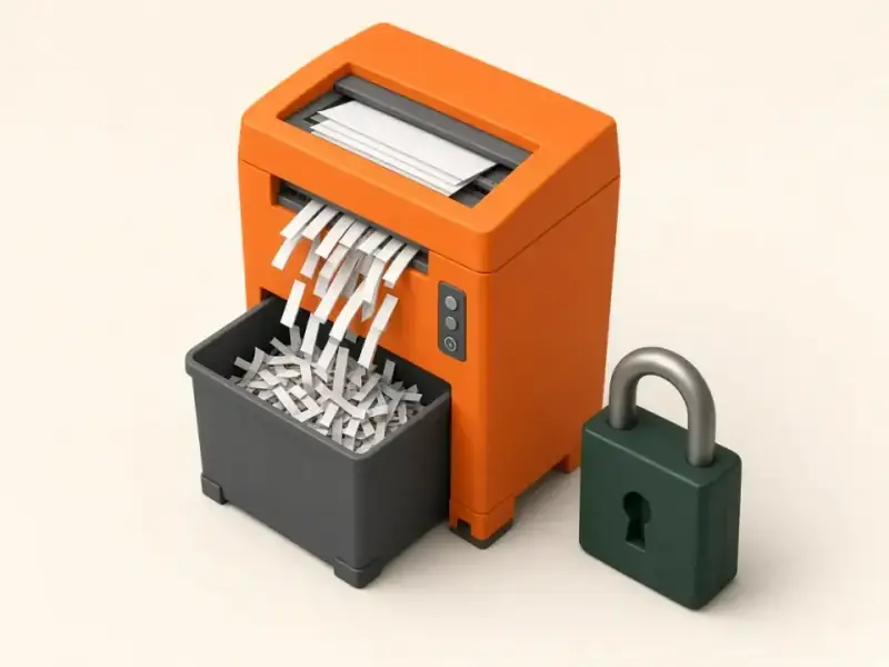 Ilustração de destruição segura de documentos em papel