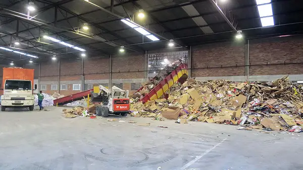 Triagem de aparas de papelão